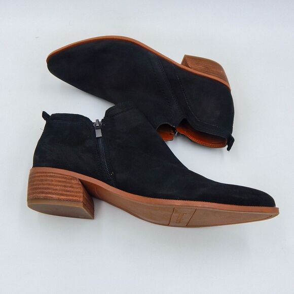 Franco Sarto Laslo Ankle Booties Women's SZ 7.5M Black Suede Leather Zipper - Picture 6 of 11